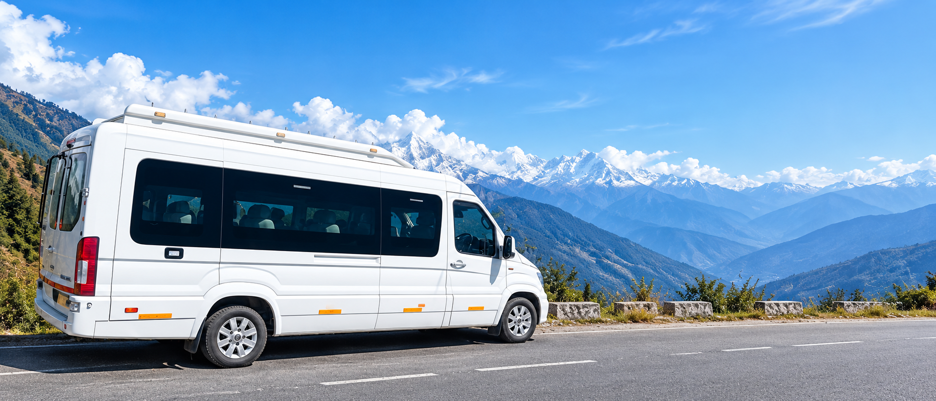 Sarthi India Travels van on a scenic mountain road